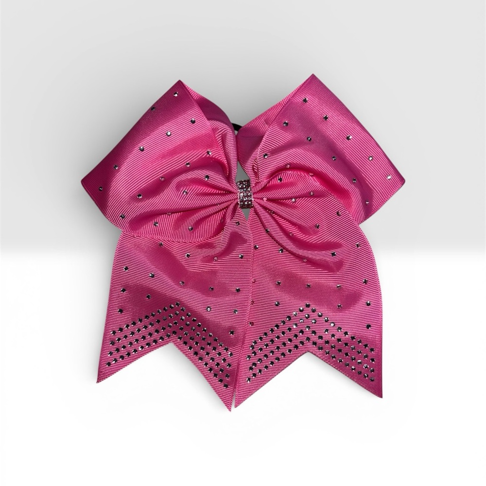 8 inch Kids Rhinestone Hair Bow - Hot Pink|Cheer Bows
